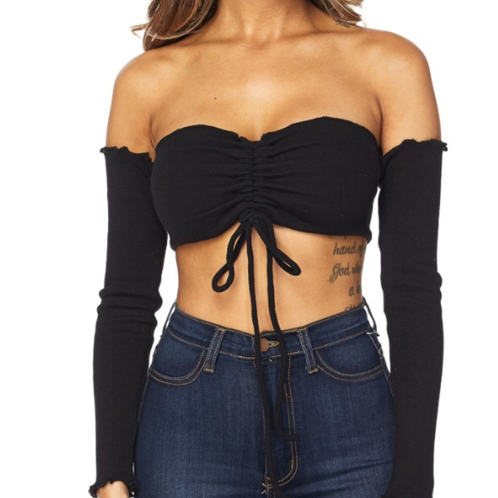 LAST ONE! Allie Off the Shoulder Long Sleeve Top - Picture 2 of 6